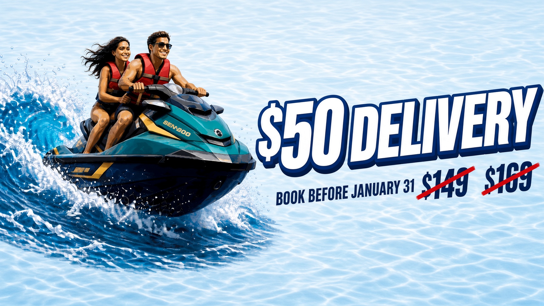 Book before January 31 and delivery is $50. Regular delivery is $149 or $169.